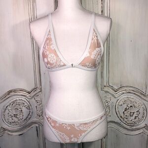 White on Flesh Lace Bikini Size Medium
